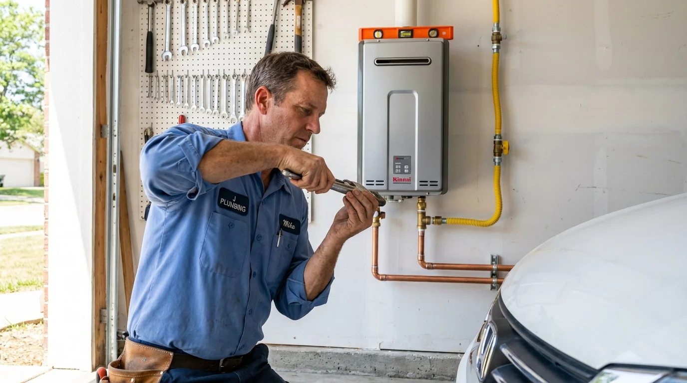 Tankless water heater installation by a Johns Plumbing LLC plumber in Brackettville